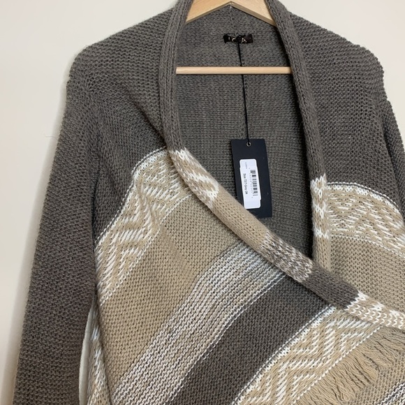 Lola || NWT Made in Italy Open Front Fringe Waterfall Knit Cardigan Sweater S - Picture 10 of 17